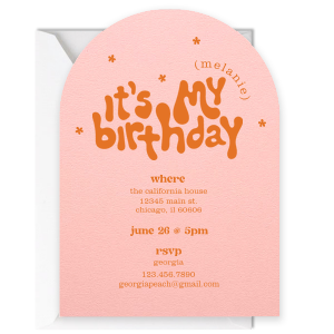 Celebrate your birthday in style with a custom invitation. Featuring a groovy birthday design, you can personalize this with all of your event's details. 