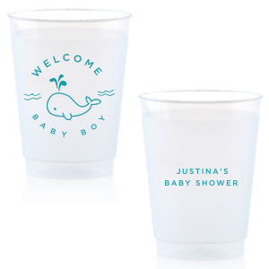 Customize this adorable baby shower cup! Featuring a whale graphic, you will have a whale of a time at your baby shower. 