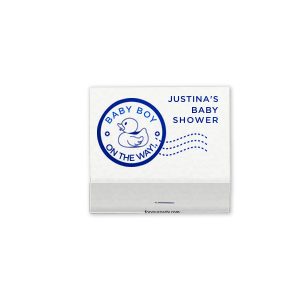 Celebrate your new baby with this baby shower party favor! Featuring a cute duck design, you can personalize with the gender of your baby and the name of mom to be. 