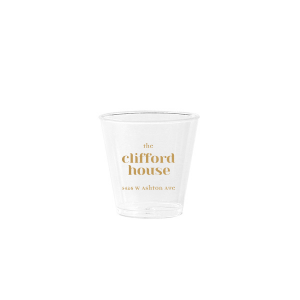 Personalized Clear Plastic Cup with Gold Ink Cup Ink Colors will impress guests like no other. Make this party unforgettable.