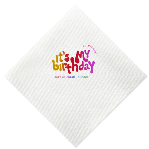 Celebrate your birthday in style! This groovy birthday napkin will bring the party at your event. Personalize with your name. 