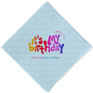 Celebrate your birthday in style! This groovy birthday napkin will bring the party at your event. Personalize with your name. 