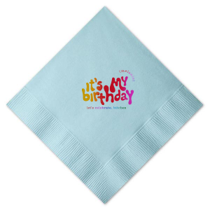 Celebrate your birthday in style! This groovy birthday napkin will bring the party at your event. Personalize with your name. 