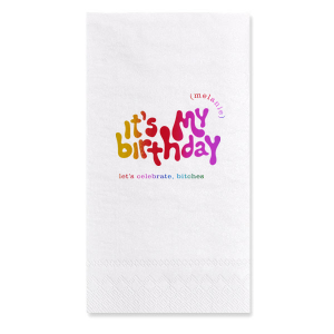 Celebrate your birthday in style! This groovy birthday napkin will bring the party at your event. Personalize with your name. 