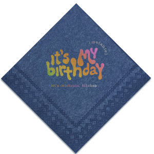 Celebrate your birthday in style! This groovy birthday napkin will bring the party at your event. Personalize with your name. 