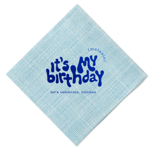 Celebrate your birthday in style! This groovy birthday napkin will bring the party at your event. Personalize with your name. 