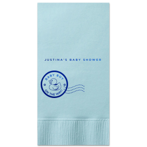 Personalize this baby shower napkin today! Featuring an adorable duck stamp picture, you can add the baby or mother to be's name. 