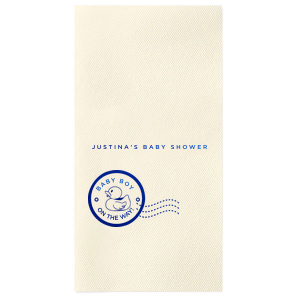 Personalize this baby shower napkin today! Featuring an adorable duck stamp picture, you can add the baby or mother to be's name. 