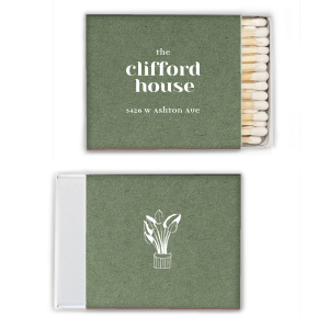 Welcome people into you home and give them a unique gift with these custom matchboxes. Featuring a house plant image, you can personalize this with your location and house name. 