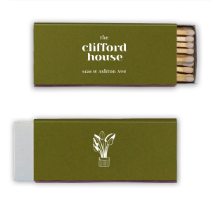 Welcome people into you home and give them a unique gift with these custom matchboxes. Featuring a house plant image, you can personalize this with your location and house name. 