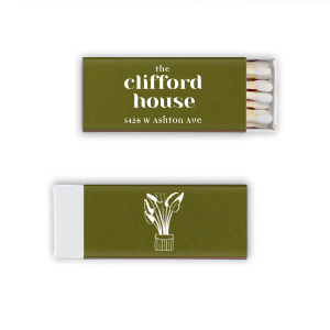 Welcome people into you home and give them a unique gift with these custom matchboxes. Featuring a house plant image, you can personalize this with your location and house name. 