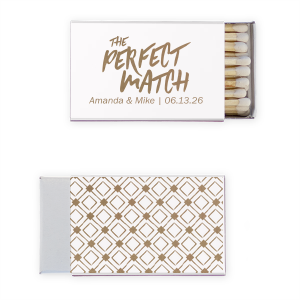 Strike a note of celebration with the Deco Diamonds Wedding Perfect Match, where hand-styled script proclaims your union, backed by an energetic art deco diamond motif. A dazzling matchbox for a wedding that blends vintage flair with lively charm.