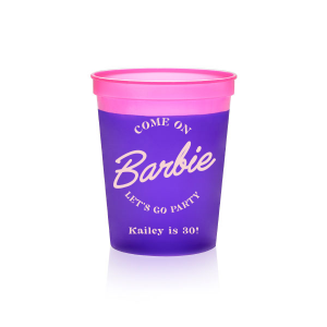 This Barbie Birthday Cup features the playful slogan “Come on Barbie, let’s go party!” with a customizable name and age. Order yours to elevate your themed gathering and delight guests with a fun, stylish touch. Just right for birthday bashes or girls’ night celebrations.