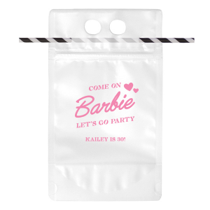 Are you looking for a cool Drink Pouch that will match your Barbie Birthday party? We got your back! Now you have chance to party in style and leave unforgettable moments behind with this beautiful party drink pouch! 