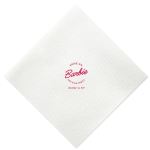 This Barbie Birthday Napkin features a playful slogan reading “Come on Barbie, let’s go party!” with a customizable name and age. Order yours to elevate your themed gathering and delight guests with a fun, stylish touch. Just right for birthday bashes or girls’ night celebrations.