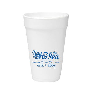 Our custom Matte Royal Blue Ink 12 oz Styrofoam Cup with Matte Royal Blue Ink Cup Ink Colors has a Wave Flourish graphic and is good for use in Beach/Nautical, Accents themed parties and can be customized to complement every last detail of your party.