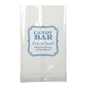 Transform treat-giving into a bespoke affair with the Candy Bar Names Bag, encasing heartfelt gifts within an ornately framed design. "Love is Sweet" elegantly crowns the celebrants' names, elevating every goody bag to a cherished, personalized memento of the occasion. Spot-on for weddings, baby showers, or birthdays!