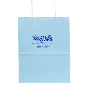 ForYourParty's elegant White Party Bag with Shiny Royal Blue Foil has a Wave Flourish graphic and is good for use in Beach/Nautical, Accents themed parties and will impress guests like no other. Make this party unforgettable.
