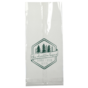 Pack up the excitement with the Adventure Begins Gift Bag where evergreens and a bold declaration set the stage for wedded exploration. The couple's names and date anchor this upbeat token, hinting at the countless escapades that lie ahead.