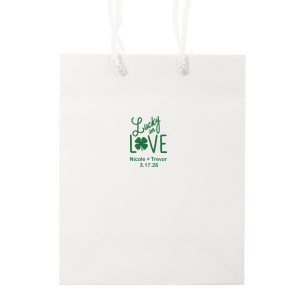 Our personalized Satin Leaf Large Cellophane Bag with Satin Leaf Foil has a Lucky In Love graphic and is good for use in St. Patrick's Day, Wedding themed parties and will give your party the personalized touch every host desires.