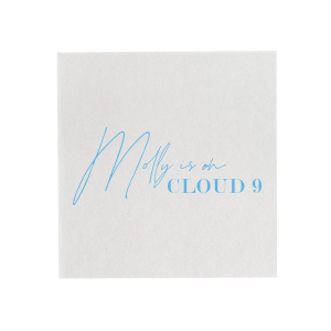 This custom bridal shower napkin is perfect for your dreamy event! Personalize this high quality napkin with the bride to be's name. This personalized party favor will give you shower a sophisticated and memorable touch. 