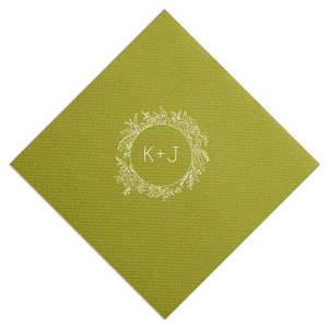 Embrace the garden of love with the Garden of Love Initials Circle Frame Napkin, where your initials reign within a floral crown. Vibrant peonies bloom in abundance, symbolizing joy and prosperity, crafting an aura of romance and celebration for your special day.