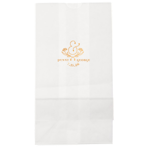 Our custom White Gloss Goodie Bag with Matte White Foil has a Floral Accent Ampersand graphic and is good for use in Couple and Wedding themed parties and are a must-have for your next event—whatever the celebration!