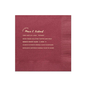 ForYourParty's elegant Merlot Cocktail Napkin with Matte Ivory Foil couldn't be more perfect. It's time to show off your impeccable taste.