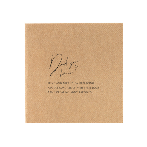 Our personalized Sand Cocktail Napkin with Matte Black Foil will look fabulous with your unique touch. Your guests will agree!