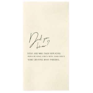 Our personalized Sand Cocktail Napkin with Matte Black Foil will look fabulous with your unique touch. Your guests will agree!