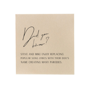 Our personalized Sand Cocktail Napkin with Matte Black Foil will look fabulous with your unique touch. Your guests will agree!