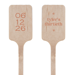 Customize this minimal and modern stir stick to celebrate your birthday bash. Featuring a earthy tree ring design, this can be personalized with your name and birthday year. 