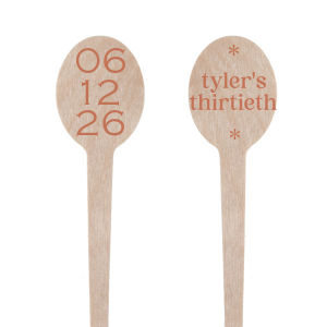 Customize this minimal and modern stir stick to celebrate your birthday bash. Featuring a earthy tree ring design, this can be personalized with your name and birthday year. 