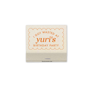 The Scalloped Frame Birthday 30 Strike Matchbook features playful typography and the spirited message “I got wasted,” followed by the host’s name and “birthday party,” framed by a scalloped border. Grab it to memorialize a night of unapologetic fun. A standout for birthday bashes or hilarious party favors.