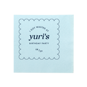 Create a custom sassy cocktail napkin for your birthday party today! Featuring a modern and minimal design, you can personalize this napkin with the date of your party and your name. 