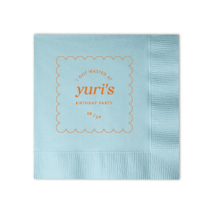 Create a custom sassy cocktail napkin for your birthday party today! Featuring a modern and minimal design, you can personalize this napkin with the date of your party and your name. 