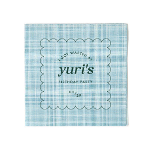 Create a custom sassy cocktail napkin for your birthday party today! Featuring a modern and minimal design, you can personalize this napkin with the date of your party and your name. 
