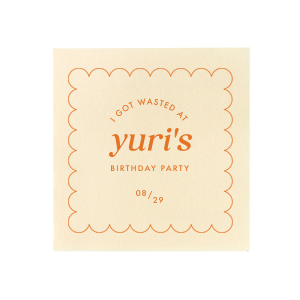 Create a custom sassy cocktail napkin for your birthday party today! Featuring a modern and minimal design, you can personalize this napkin with the date of your party and your name. 