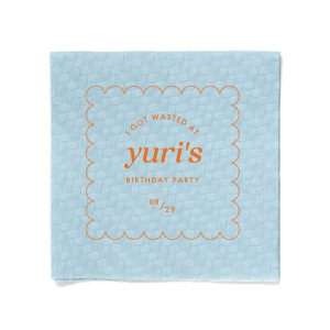 Create a custom sassy cocktail napkin for your birthday party today! Featuring a modern and minimal design, you can personalize this napkin with the date of your party and your name. 