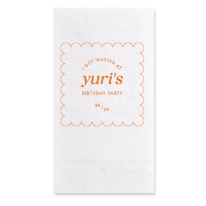 Create a custom sassy cocktail napkin for your birthday party today! Featuring a modern and minimal design, you can personalize this napkin with the date of your party and your name. 