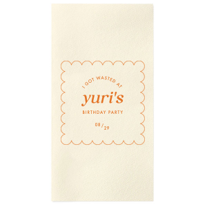 Create a custom sassy cocktail napkin for your birthday party today! Featuring a modern and minimal design, you can personalize this napkin with the date of your party and your name. 