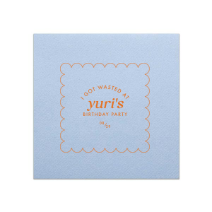 Create a custom sassy cocktail napkin for your birthday party today! Featuring a modern and minimal design, you can personalize this napkin with the date of your party and your name. 