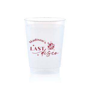 Custom bachelorette cups add a unique touch to your bachelorette party! This modern yet retro inspired cup can be personalized with the name of the bride to be. 