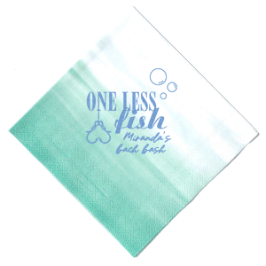 A custom napkin is a fun detail at a bachelorette party! Celebrate one less fish with this personalized napkin. 