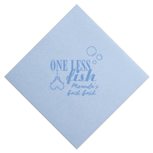 A custom napkin is a fun detail at a bachelorette party! Celebrate one less fish with this personalized napkin. 