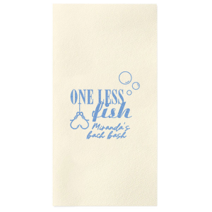 A custom napkin is a fun detail at a bachelorette party! Celebrate one less fish with this personalized napkin. 