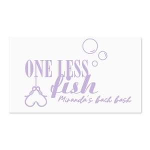 Personalize a bachelorette label for your party! Featuring a whimsical One Less Fish graphic, you can personalize this label with the bride-to-be's name. 