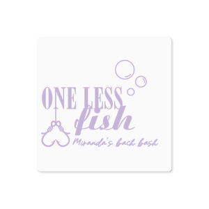 Personalize a bachelorette label for your party! Featuring a whimsical One Less Fish graphic, you can personalize this label with the bride-to-be's name. 