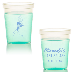 Personalize this whimsical mermaid cup for your bachelorette party. Featuring a graphic of a beautiful mermaid, this cup is great for themed bachelorette party or destination affairs. 