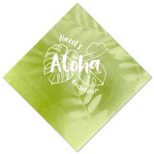 Personalized this trendy tropical bachelorette napkin. Featuring a bold plant motif, you can add the name of the bride and enjoy!